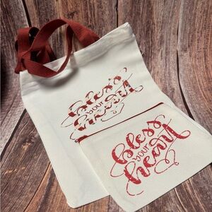 NEW Bless Your Heart Canvas 11”x13” Tote Bag and 8”x5” Pouch SetItem #PHK6658